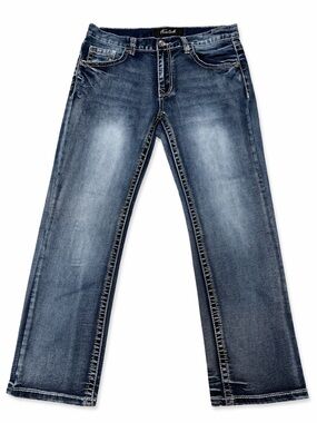 True Luck Men’s Blue Jeans Straight Leg Stretch Denim 32x30